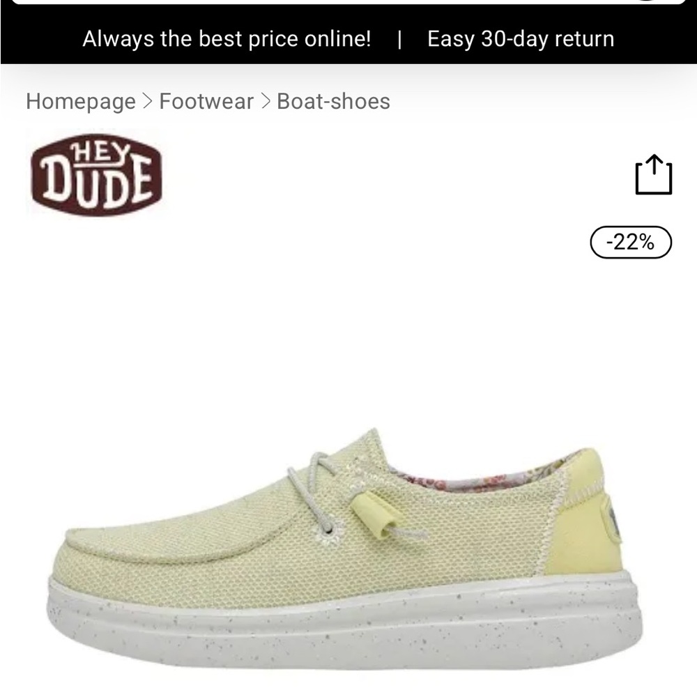 Hey Dude Women's Pale Yellow Knit Moccasin
